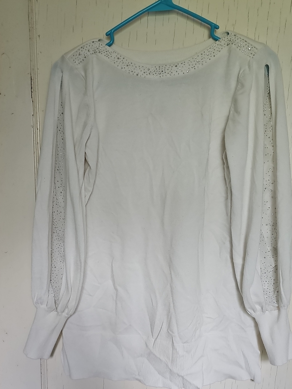 White Women's Embellished Long Sleeve Top